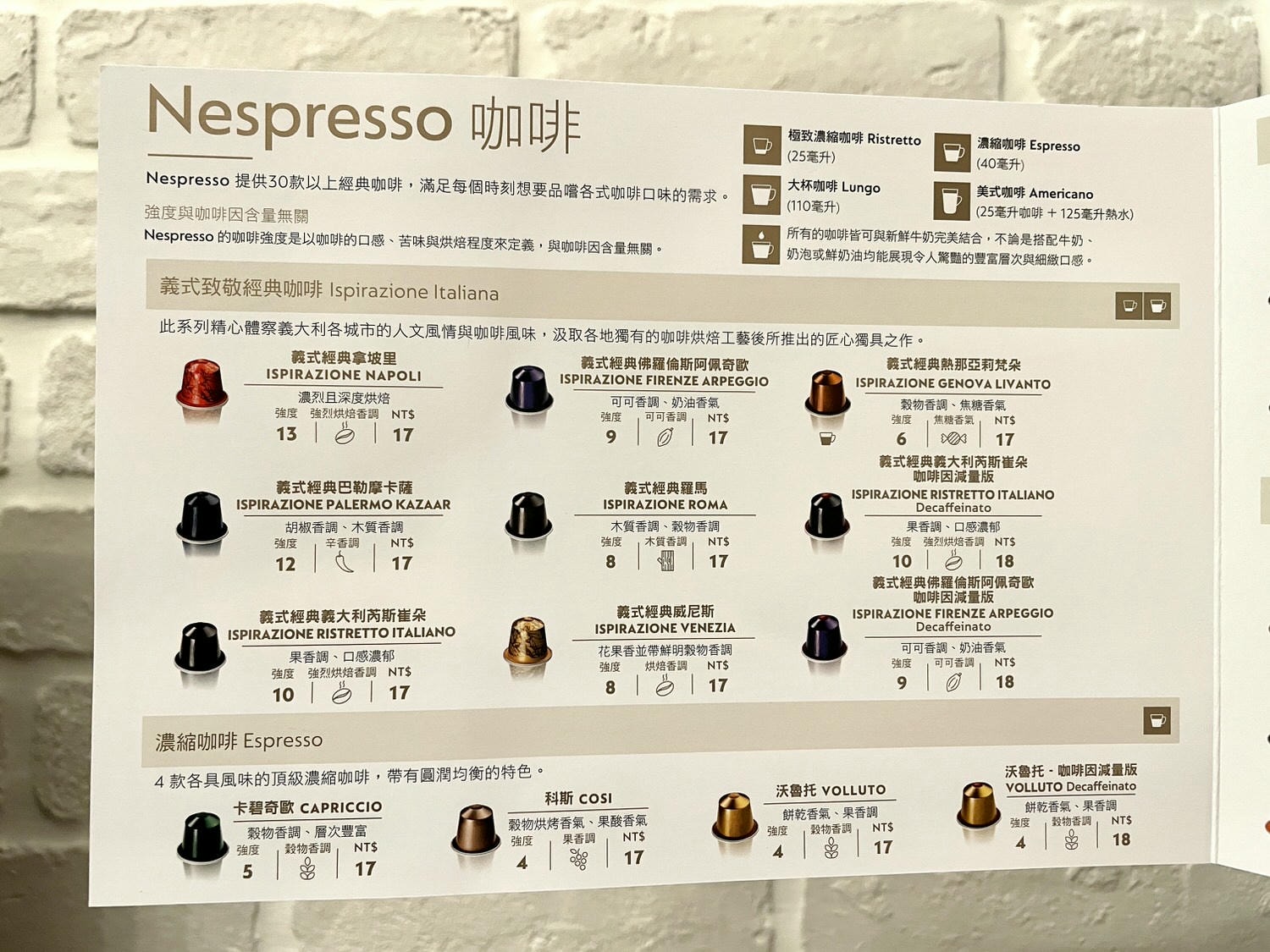 Nespresso五大系列17款咖啡膠囊，品嚐專業豐富的咖啡風味(上)