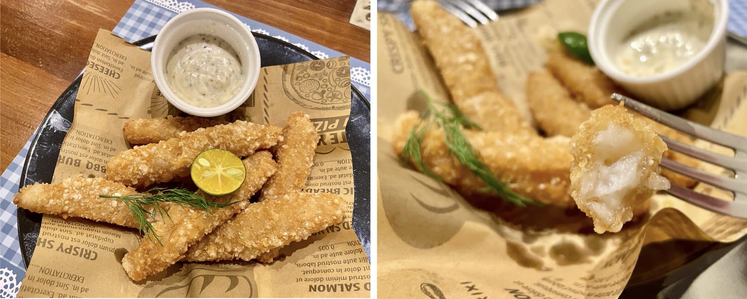新北美食|新店美味平價的義式咖啡聽「里拉六街」氣派歐式裝潢,附完整菜單。 - 第15張圖 里拉六街|炸魚條佐塔塔醬