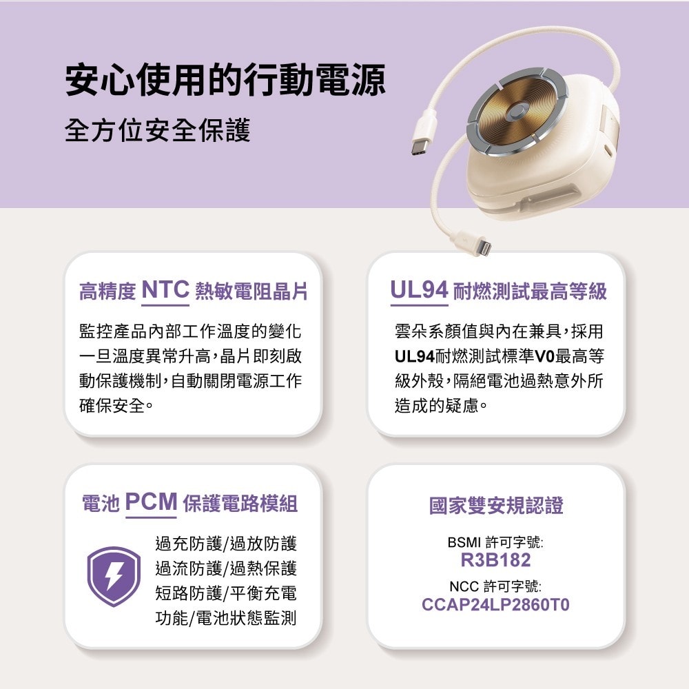 aircolor 雲朵系磁吸無線快充行動電源