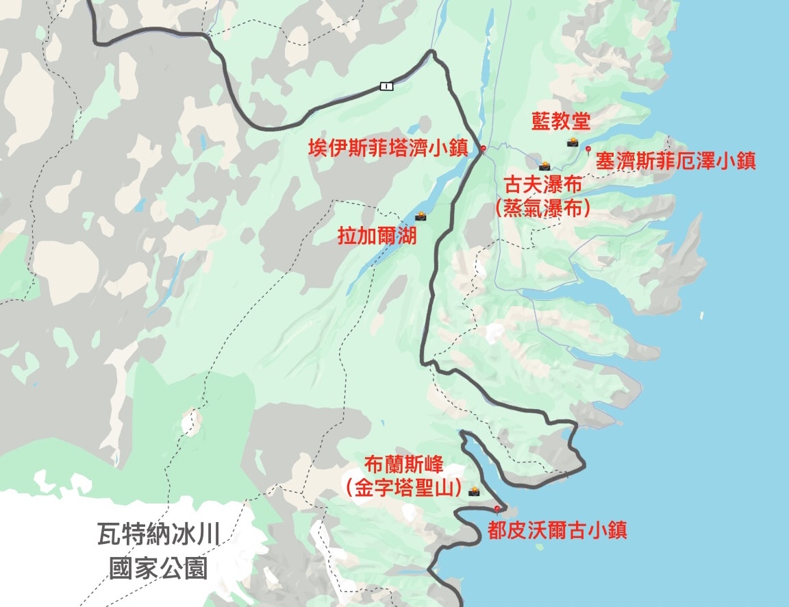 冰島東部旅遊地圖